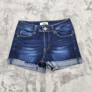 California Vintage Shorts Women 7 Juniors Blue Cut Off Cuffed Frayed Hem Stretch